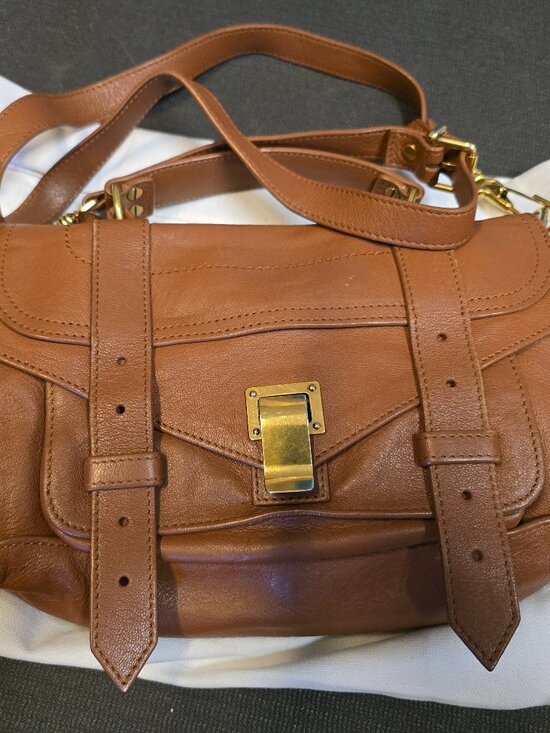 Proenza Schouler Handbags - Proenza Schouler Brown Leather PS1 Tiny Satchel with Gold Hardware